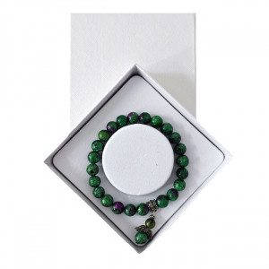 Brățară Amethyst Ruby Zoisite, din pietre semiprețioase si charm aripi de inger, in cutie cadou - Img 2