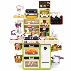 Bucatarie interactiva pentru copii Dream Kitchen, 93 cm, lumini, sunete, abur si apa, accesorii incluse, verde-crem, 3+ ani - Img 4