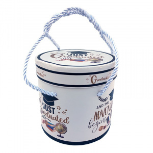 Cana din ceramica pt absolvire cu snur, decor cu toca si mesaje de felicitari, in cutie cadou, 300ml - Img 2