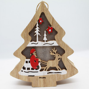 Casuta Fir in forma de bradut, cu luminite si design de iarna