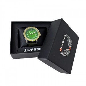 Ceas barbatesc Ulysses ALPHA, cu quartz si cadran din otel inoxidabil, in cutie eleganta, Verde 1