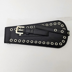 Centura cu catarama Teo Moon, elastica, din piele ecologica si detalii metalice, Negru 1