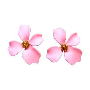 Cercei A Little Magic, cu design floral si prindere cu tija, Roz