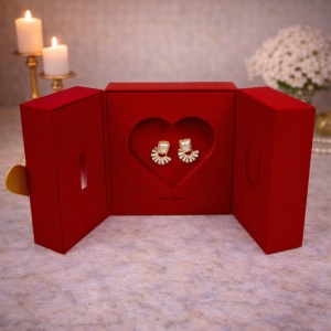 Cercei cu zirconiu in caseta de bijuterii romantica „Best Wishes” - Img 2