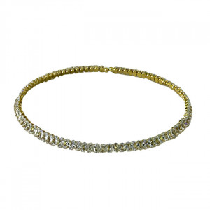 Colier Choker, cu pietre semipretioase, la baza gatului, Auriu - Img 6