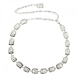 Curea metalica decorativa Silver Maze, cu inchidere reglabila, Argintiu - Img 7