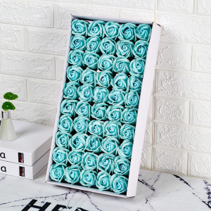 Cutie cu 50 randafiri din sapun Turquoise