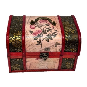 Cutie din lemn, pentru accesorii, cu aspect de cufar 20x14x13 cm, Clasic - Img 5