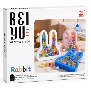 Cutie pentru pastrarea dintisorilor de lapte Rabbit, cu recipiente individuale colorate, roz - Img 4