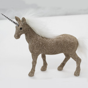 Decoratiune de Craciun in forma de unicorrn cu sclipici 19x19cm