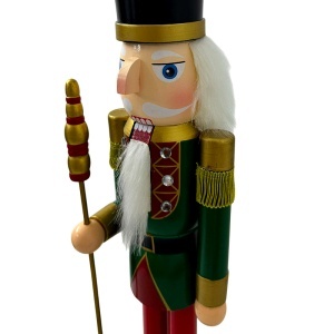 Decoratiune de Craciun, Spargatorul de Nuci cu sceptru, in uniforma festiva, Verde-Rosu-Negru, 60cm - Img 3