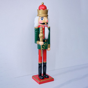 Decoratiune de Craciun, Spargatorul de Nuci imbracat in uniforma festiva, Capitan, Verde, 52cm