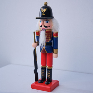 Decoratiune de Craciun, tip soldatel, Spargatorul de Nuci imbracat in uniforma festiva, Soldat, Albastru - Rosu, 25cm