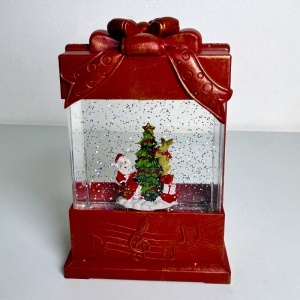 Decoratiune muzicala si luminoasa, tip cadou, lumini calde si zapada in miscare, USB inclus, 19x12 cm - Img 5