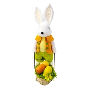 Decoratiune pentru Paste, iepuras cu cosulet si oua, 33 cm - Img 2