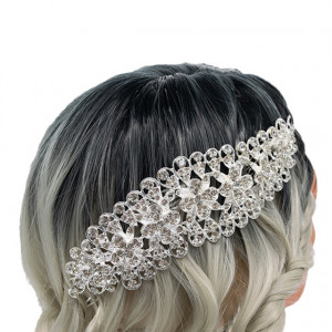 Diadema de par Lora, cu pietre semipretioase, argintie, DL011