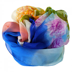 Esarfa lunga Elissa, cu textura de matase si imprimeu floral, ambalata in cutie transparenta, 150x50 cm 1