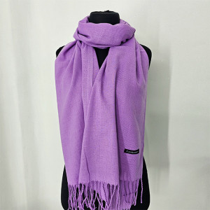 Esarfa tip sal Belladona, din material subtire, cu franjuri si emblema, Mov, 180x65 cm - Img 5