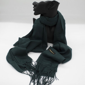 Esarfa tip sal, din material subtire cu casmir, in cutie cadou, Verde inchis3