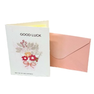Felicitare cu design 3D si plic "Good Luck" Rosu