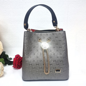 Geanta casual Silver&Polo, cu doua compartimente si curea pentru umar, Argintiu3