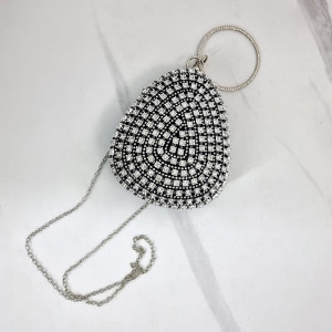 Geanta de ocazie, Glitter Drop, cu maner rotund fix si lant detasabil, Negru1