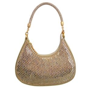 Geanta de seara FIZ HOBO, cu strass si toarta detasabila, AURIU