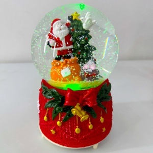 Glob muzical Santa Claus is Coming, efect realist de ninsoare si detalii tematice de Craciun, 16x10 cm - Img 4