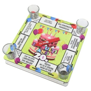Joc „La multi ani!” cu 4 pahare shot, 25×25 cm - Img 3