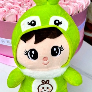 Jucarie de plus pentru copii, Baby Rabbit, Inaltime 37, Verde detaliu