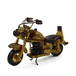 Macheta Harley Motocicleta Retro din lemn, Maro-Crem, 26x4x14cm