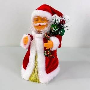 Mos Craciun animat care canta si danseaza, cu saculet festiv cu cadouri, 15 cm, Rosu-Alb - Img 5