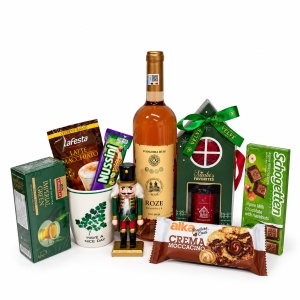 Pachet cadou Christmas Moment, cu vin roze, cana, ceai, latte macchiato, dulciuri, set de baie si Spargator de Nuci - Img 2