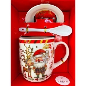 Pachet de Craciun, cu spiridus decorativ si set ceramic Santa's Milk Dinner, in cutie tematica, Model IV, 29x17x89 cm - Img 4