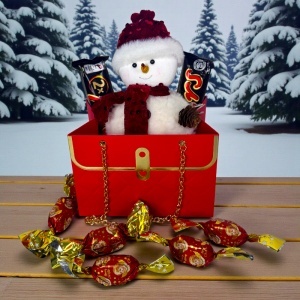 Pachet Secret Santa, pentru copii, cu Om de zapada si dulciuri, in punga cadou - Img 3