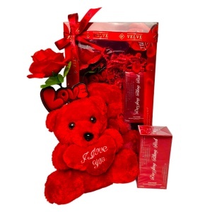 Pachet Special Valentine "I Love You", ursulet plus Ily, apa de parfum 30 ml si trandafir decorativ, in cutie cu fereastra - Img 5