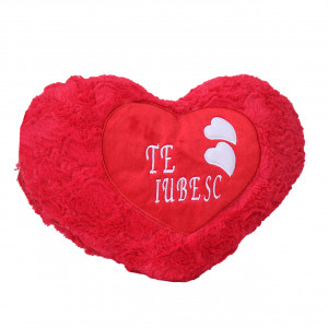 erna brodata Heart, cu aspect pufos, tip inima si mesaj romantic, 25X35, Rosu 1