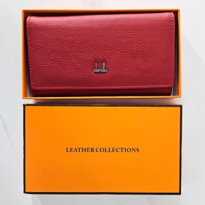Portofel Leather Collections dama din piele naturala cu logo, Rosu