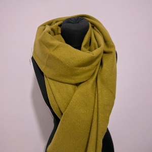 Sal lung tip esarfa Serene Luxe, cu lurex si casmir, Verde olive, 200x70 cm - Img 5