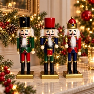 Set 3 decoratiuni de Craciun, Spargatori de Nuci, soldatei cu toba, coroana si sceptru, Multicolor - Img 3
