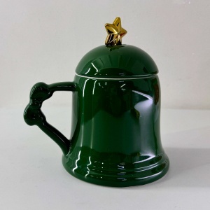 Set cana ceramica cu capac si lingurita, in forma de clopot, 350 ml, ambalata in cutie cadou, 15x11 cm - Img 4