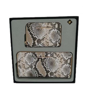 Set de 2 portofele cu imprimeu snake, crem