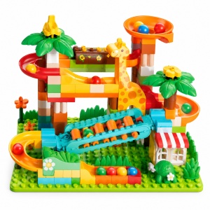 Set de constructie pentru copii, pista cu bile si xilofon, 109 piese, multicolor, 3 ani+ - Img 3