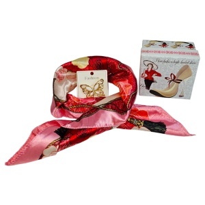 Set esarfa roz cu brosa fluture eleganta - Img 3