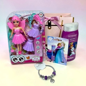 Set fete Frozen, papusa Zana cu accesorii fashion, balsam buze, spuma baie 250 ml si bratara - Img 2