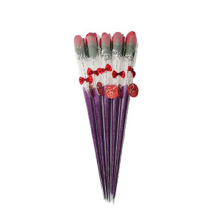 Set martisoare 5 trandafiri din sapun rosii cu tija, Celebration Woman Day, 50 cm