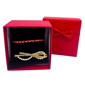 Set martisor premium, cu bratara rosu-auriu cu bilute si brosa stralucitoare - Img 3