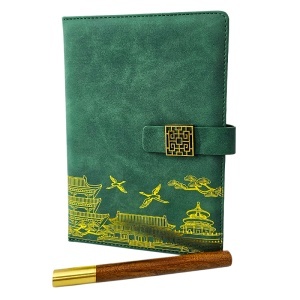Set Oriental Notebook, cu agenda si pix, in cutie eleganta, Verde - Img 3