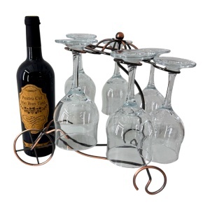 Set pentru tata, cu suport metalic in forma de bicicleta, 6 pahare si sticla de vin personalizata