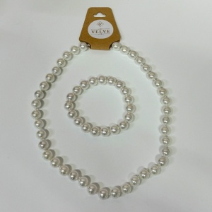 Set Pearls , colier si bratara din perle, Alb